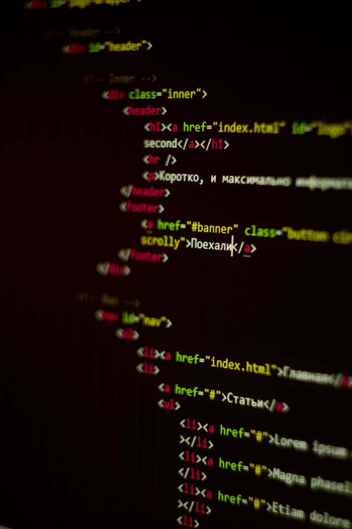 services-01 A vertical shot of HTML code displayed on a computer screen with focus on CSS elements.